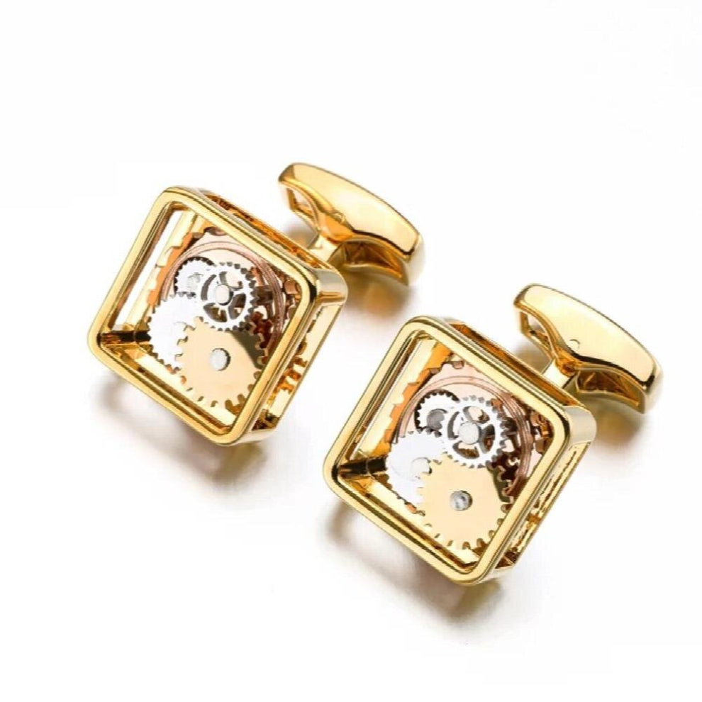 Square Steampunk Gear Cufflinks For Mens Lepton Watch Mechanism Gear Cufflinks Men Groom wedding cufflink