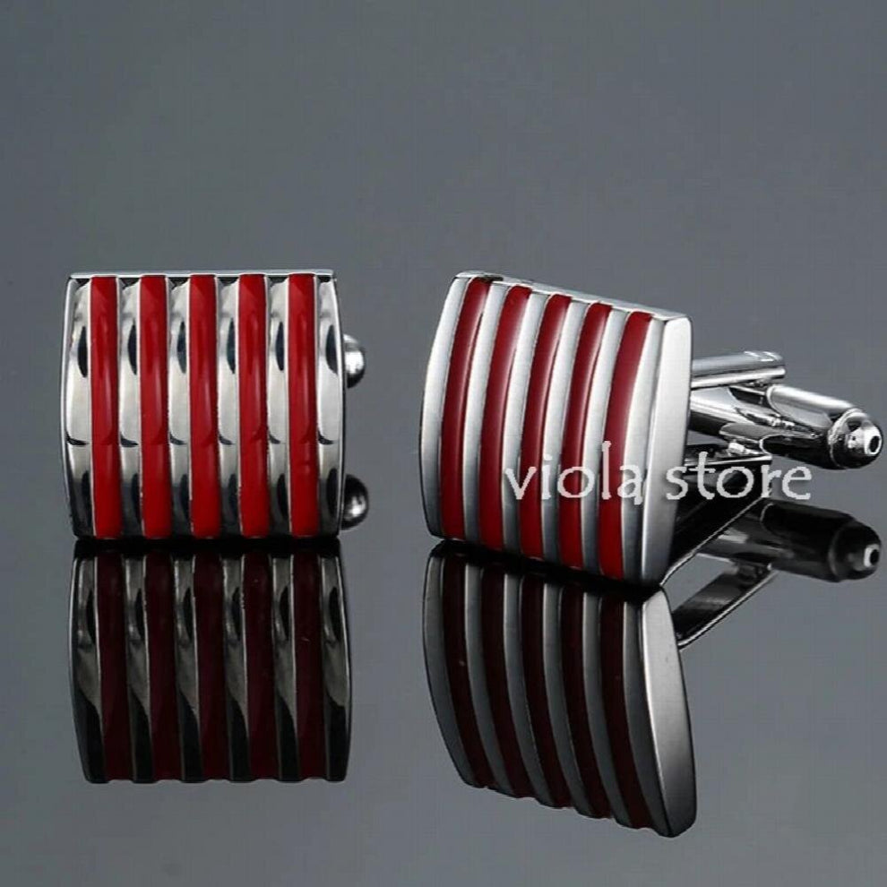 Classic Stainless Copper Striped Cufflinks Jewelry Square Designs Cuffs Men Formal Sleeve Accessory Gift