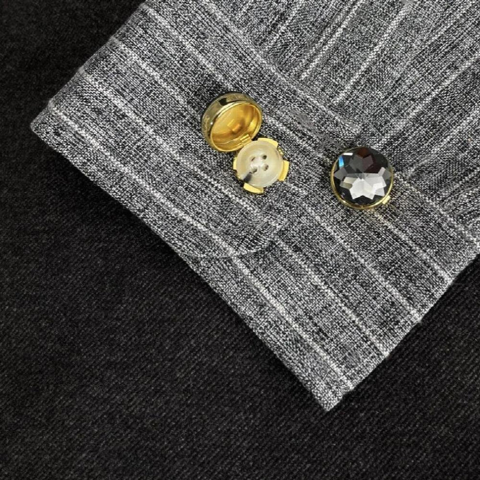 Non-French Shirt Rhinestone Cufflinks Geometric Round Snowflakes Crystal High-end Mens Business Dress Wedding Accessories