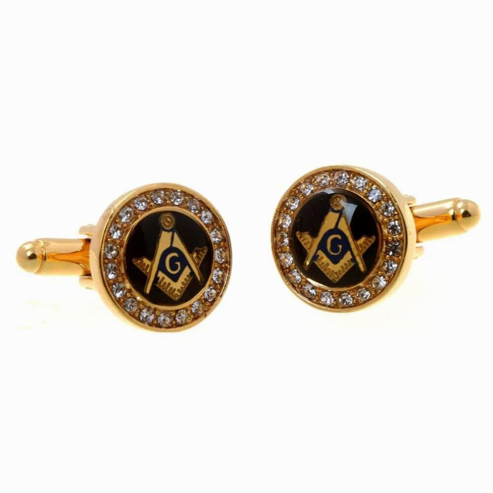 Retro French Cufflinks Mens Banquet Suit Shirts Accessories Personality Round Crystal Masonic Cuff Links for Men