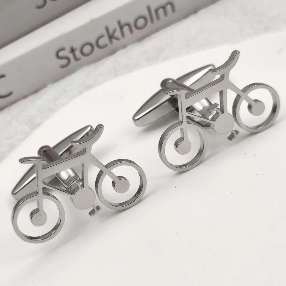 Personalized Mens Shirt Cufflink Stainless Steel Bicycle Pattern Suit Sleeve Cufflink Jewelry Fathers Gift