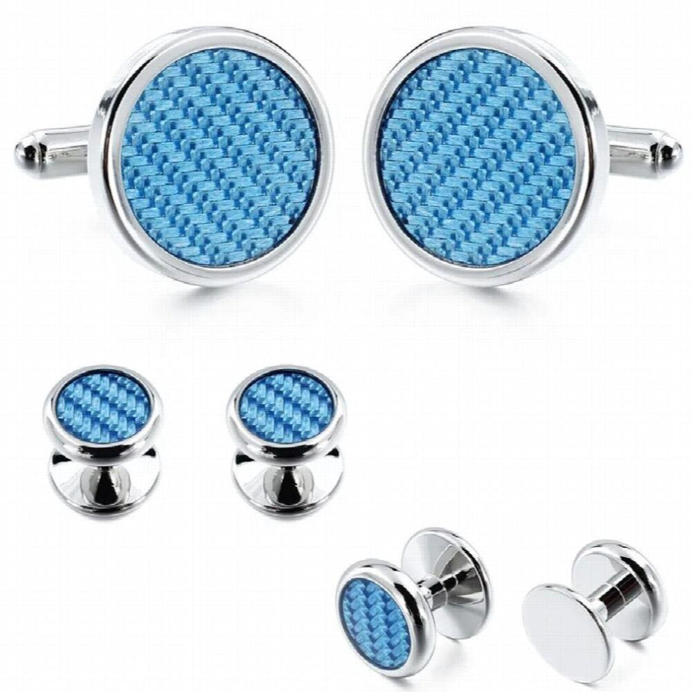 Carbon Fiber Cufflinks Wedding Ceremony Tuxedo Cufflinks Set For Groom with Box