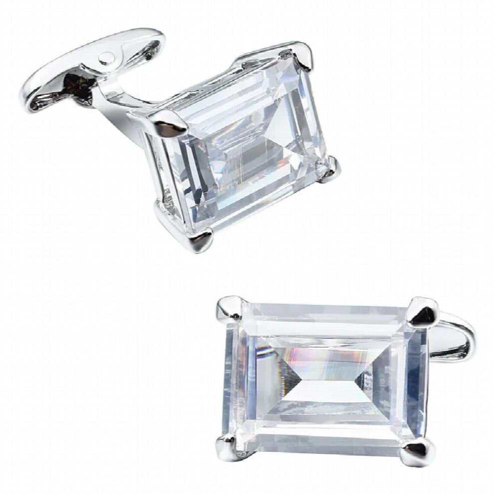 Fancy Cufflinks For Men with Gift Box, Rectangle Champagne Crystal, Suit for Different Suits Dress French Shirts Tuxedos
