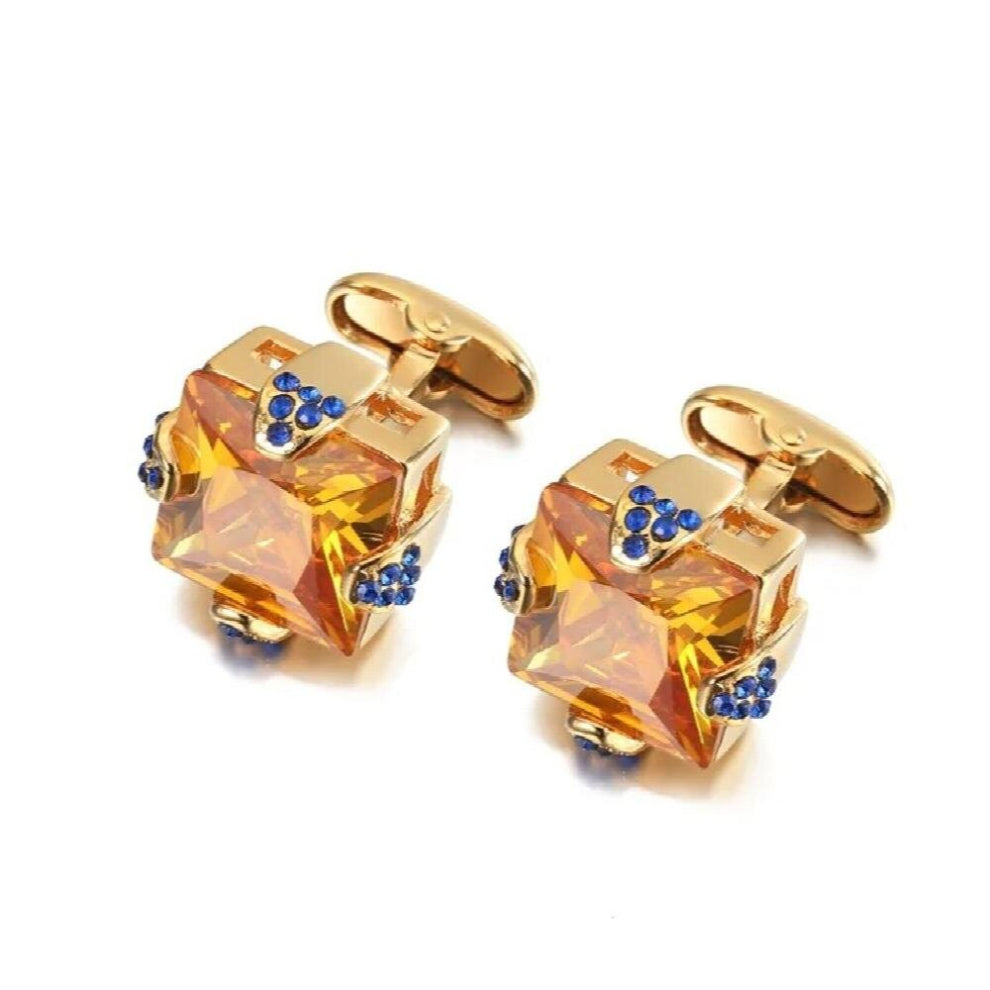 French Golden Cufflinks High Mens Business Banquet Wedding Shirts Jewelry Top-grade Crystal Cuff Links