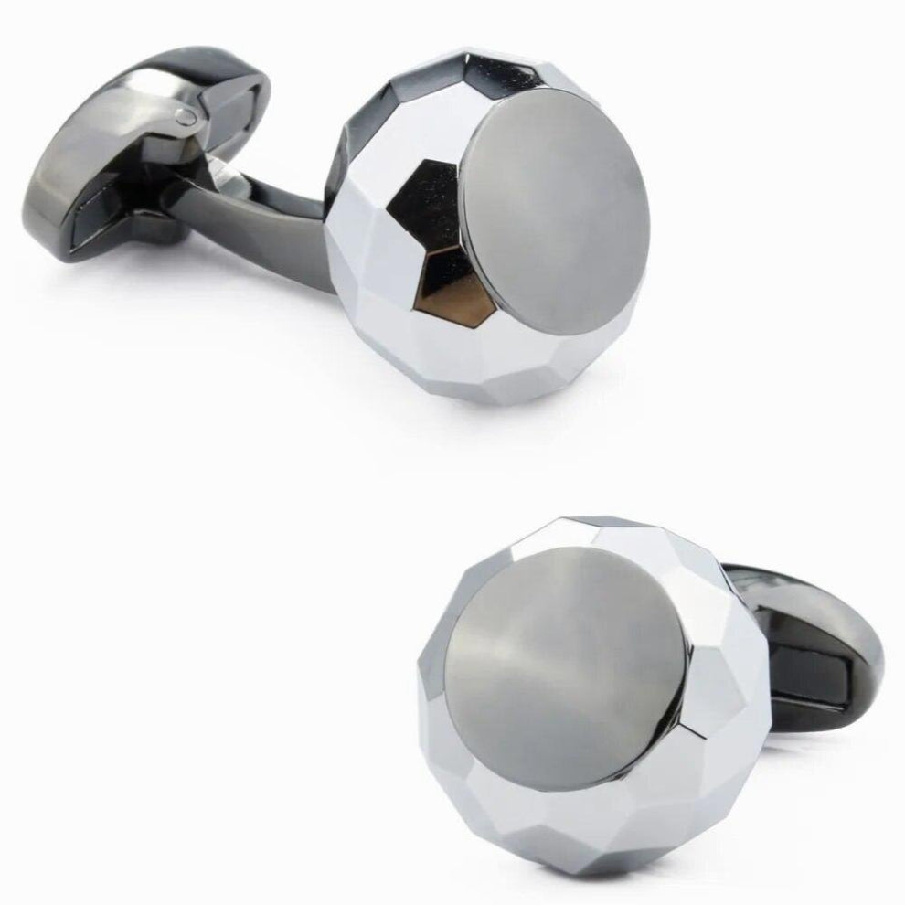 Gun Plated Metal Cufflinks Multi-Angle Cutting Surface Mens Cufflinks Wedding