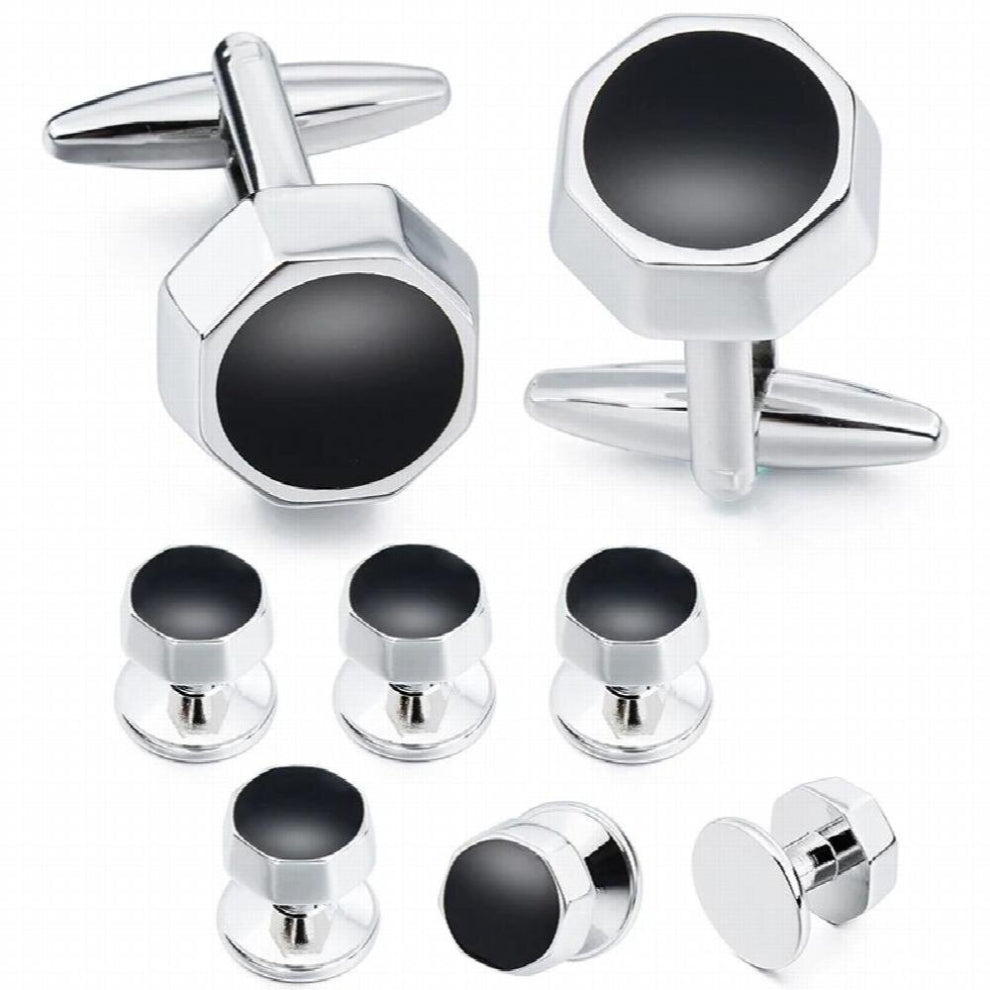 Enamel Cufflinks and Studs Sets for Men - Tuxedo Shirts Cuff Links Set Wedding Business Accessories