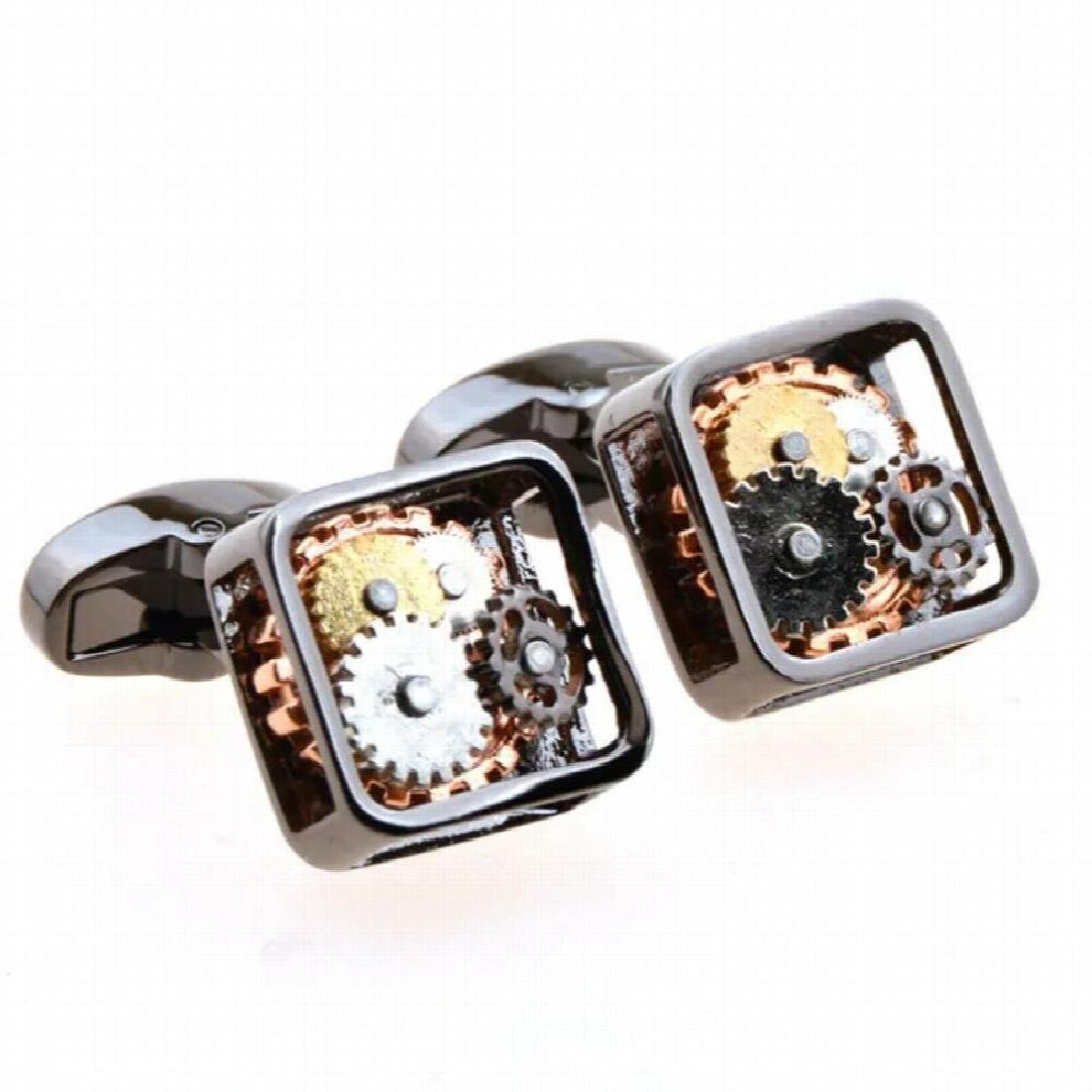 Arrivals Letter Cufflinks Mens Shirt Glossy Square Gear Cufflinks Mechanical French Shirt Cuffs
