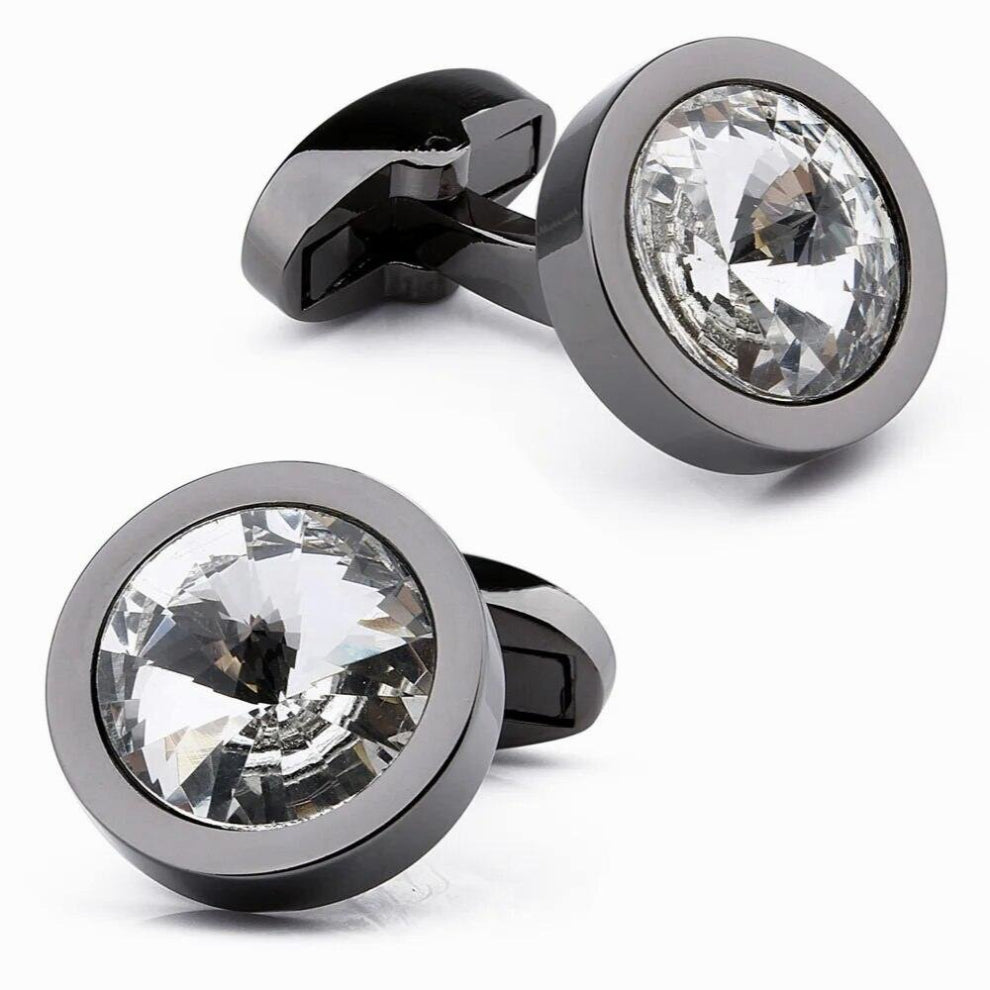 Cufflinks for Men with Gift Box, Tone Crystal Match French Shirt Suit Dress Up Everyday Use