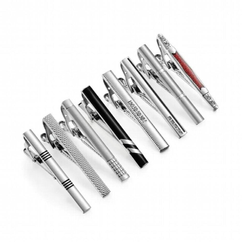 8 PCS Tie Clips Set With Wedding Guests For Man Shirt Cufflinks Mens Gift Jewelry For Husband