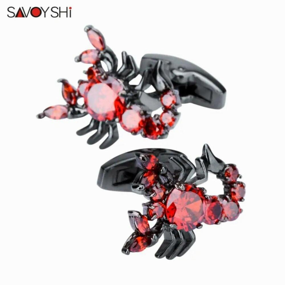 Novelty Scorpion Cufflinks for Mens Shirts Cuffs High Red Zircons Animal Cuff links Men Jewelry