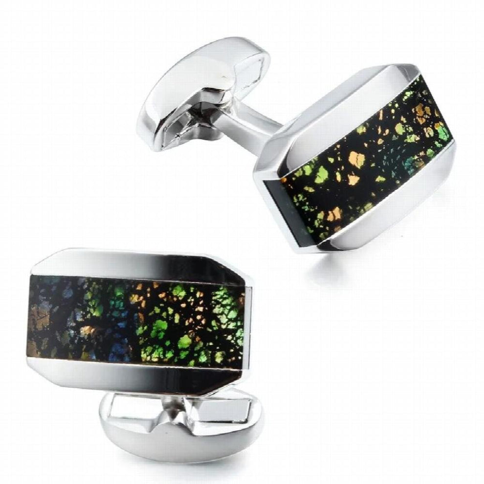 Cufflinks For Men with Gift Box, with Dichroic glass, Match Suits Cuffs Daily Use Dress for Men and Businessmen