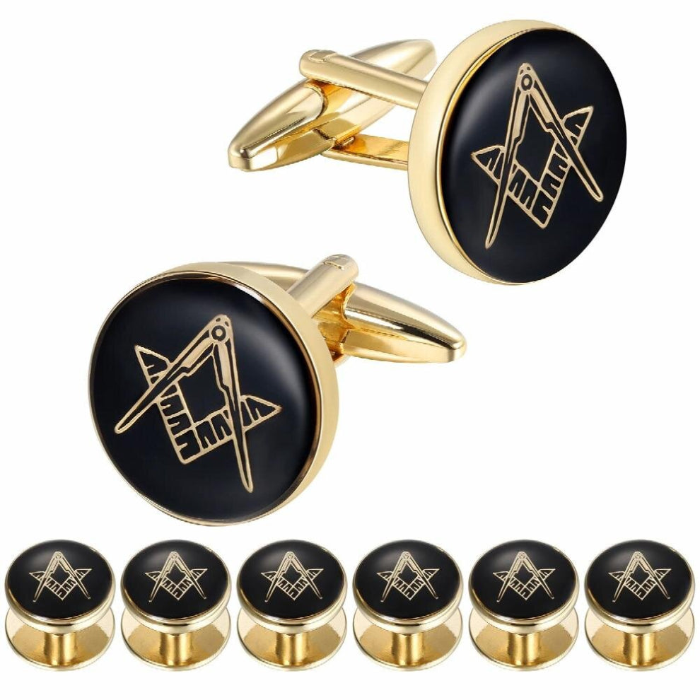 Freemason Masonic Cufflinks and Tuxedo Studs Set for Men, Packed, Mens Jewelry or Accessories, Masonic for Men.