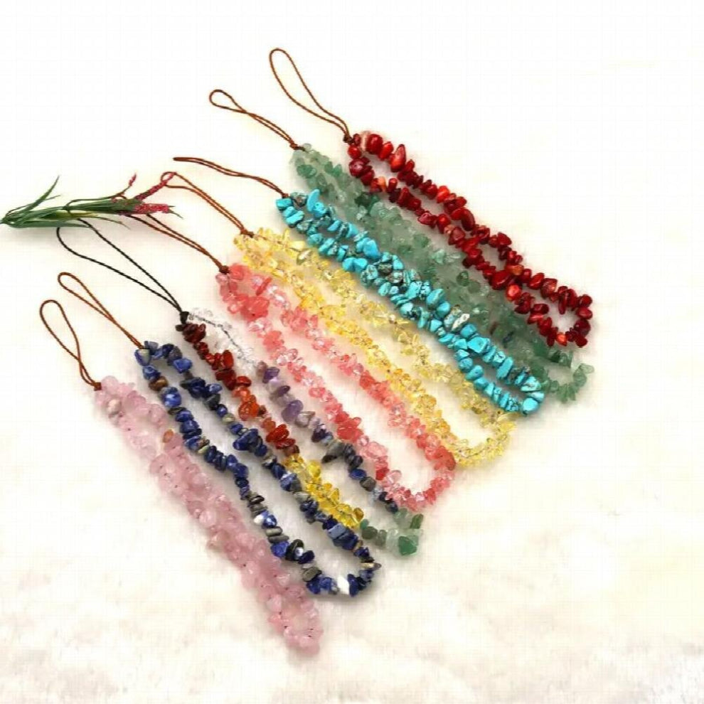 12pcs Natural Irregular Crystal Colorful Fluorite Stone Pendant Holder Ring Chip Amethyst Quartz Bag Mobile Cell Chain