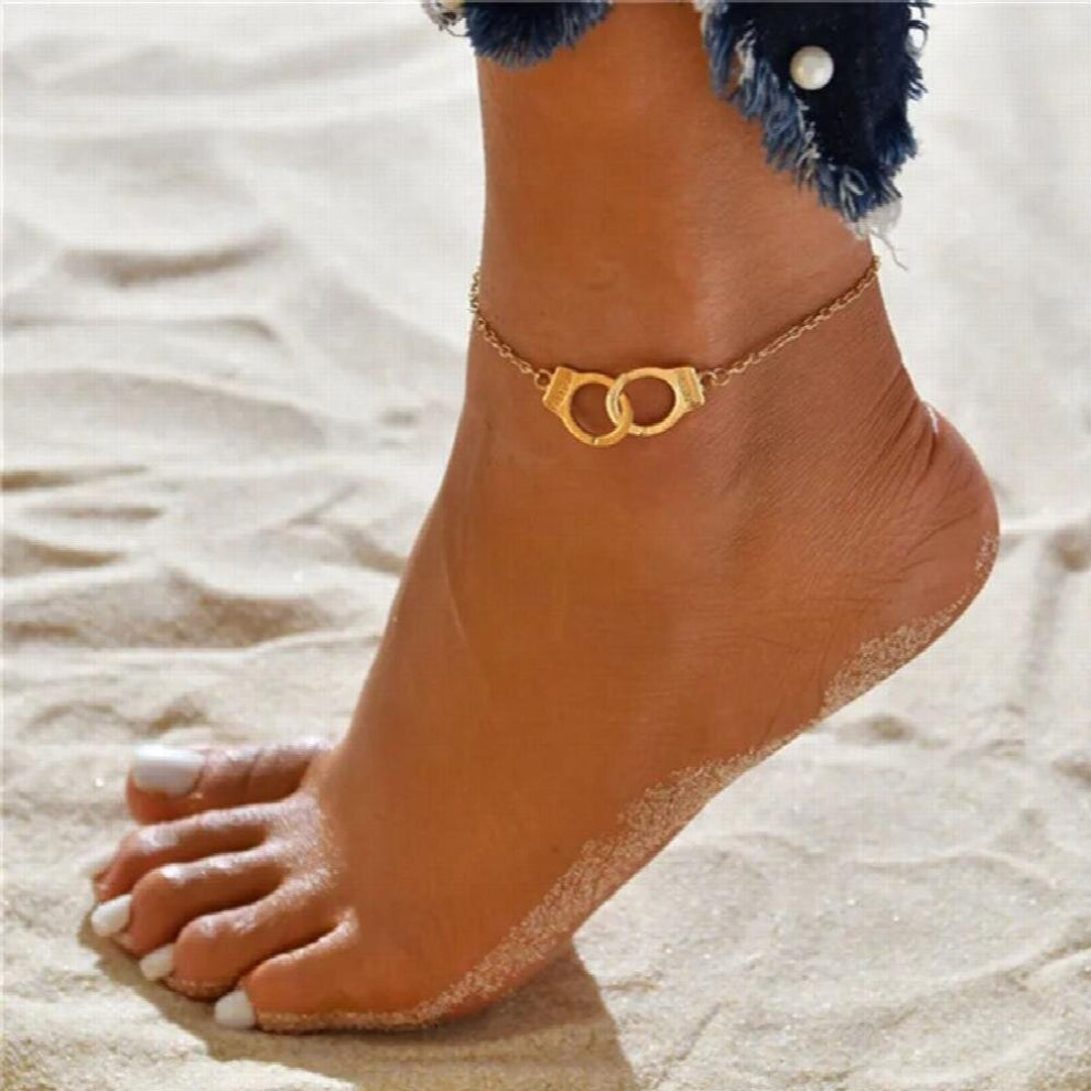 Love Handcuffs Beach Anklets For Women Foot Jewelry Freedom Letters Leg Bracelet Gift For Woman