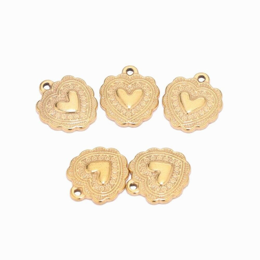 5pcs Stainless Steel Flower Hearts Charms DIY Women Jewelry Pendant Necklace Making Findings Chokers Accessories Supplies