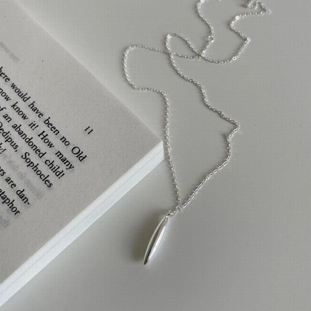 SHANICE 925 Sterling Silver Double Tip Pendant Necklace for Women Glossy Bullet Shape Minimalist Necklace Friendship Jewelry