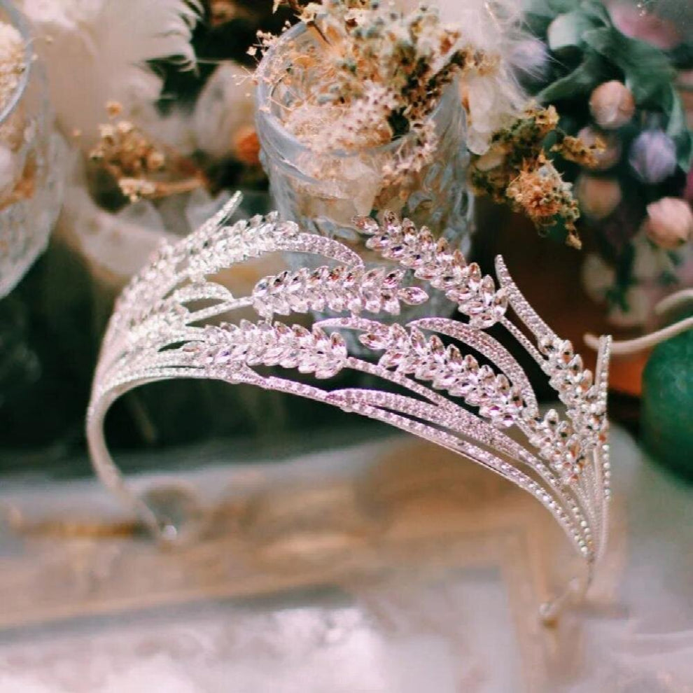 CC Wedding Crown Women Hair Accessories Engagement Jewelry Bridal Hairbands Grain Shape Tiaras and Crowns Romantic HS34