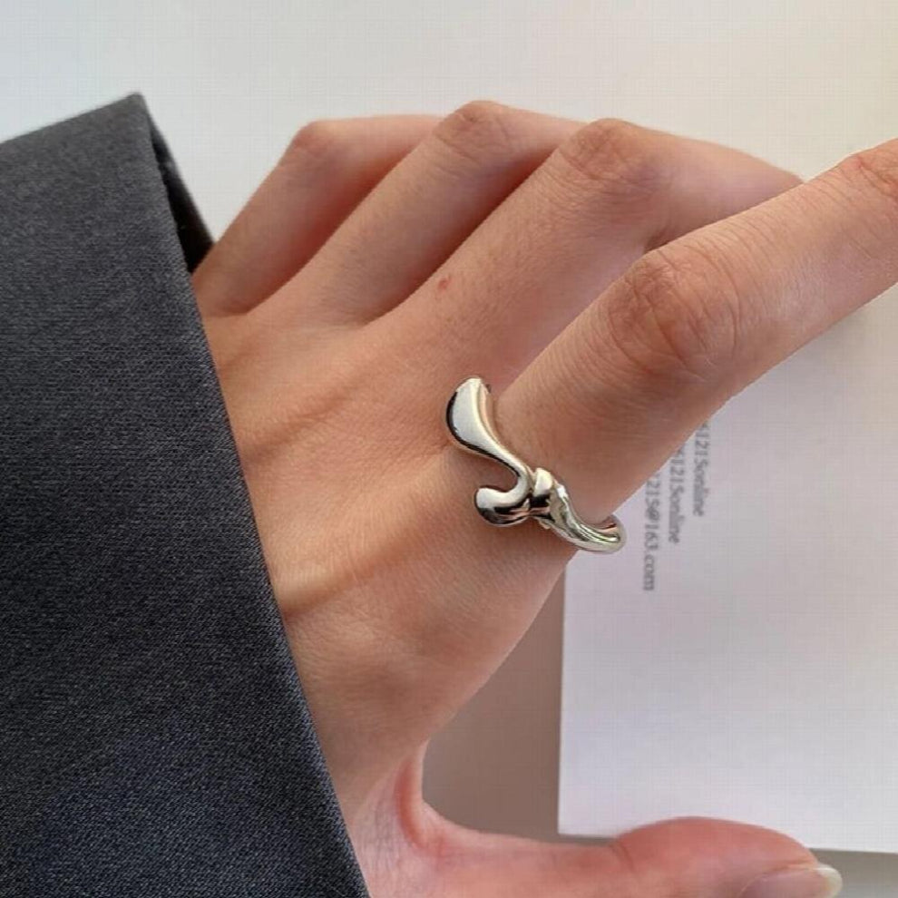 Real 925 Sterling Silver Glossy Irregular Rings for Women Temperament Koran Rings Fashionable Jewelry