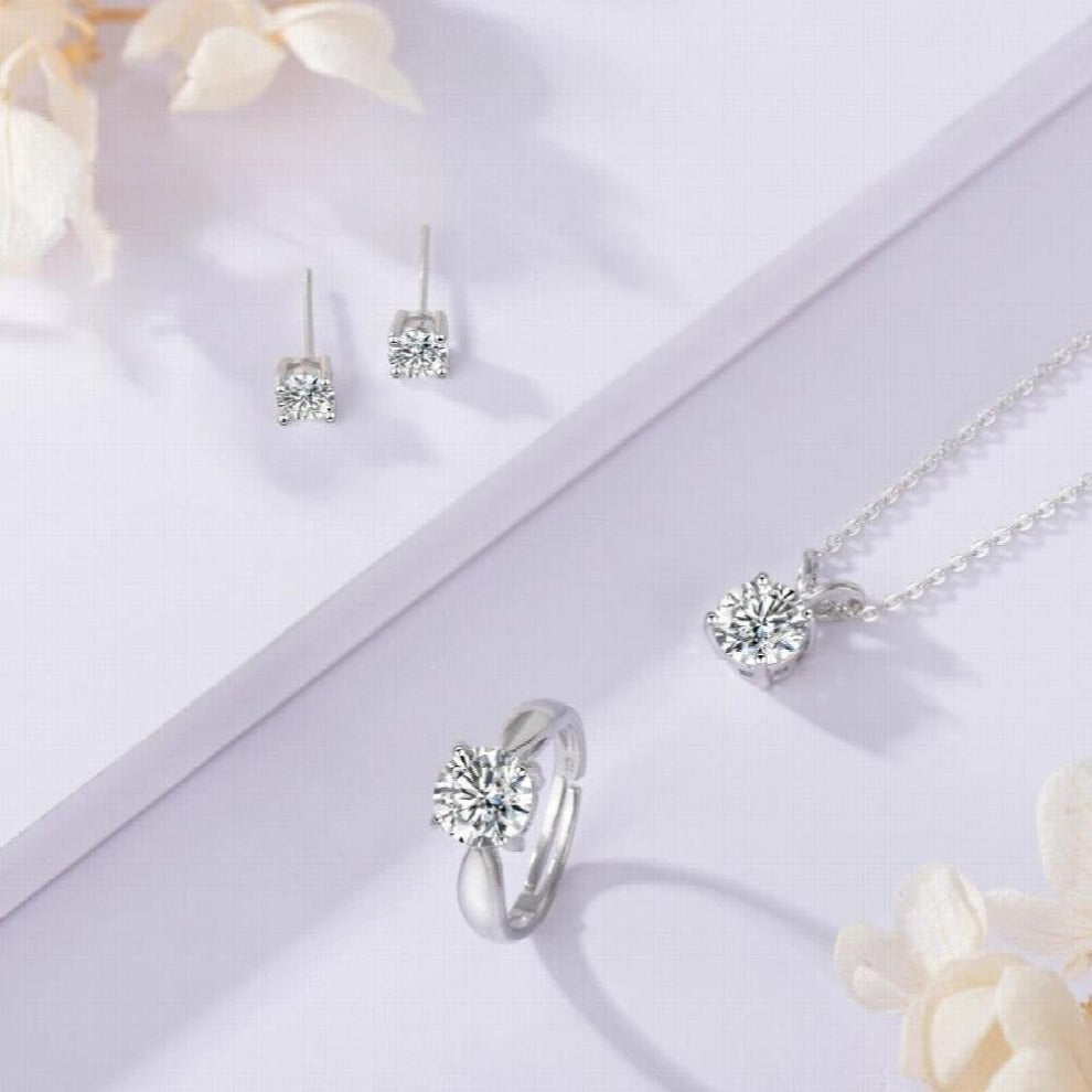 Jewelry Set for Women Earrings-Necklace-Ring With Cubic Zircon Bijoux Set