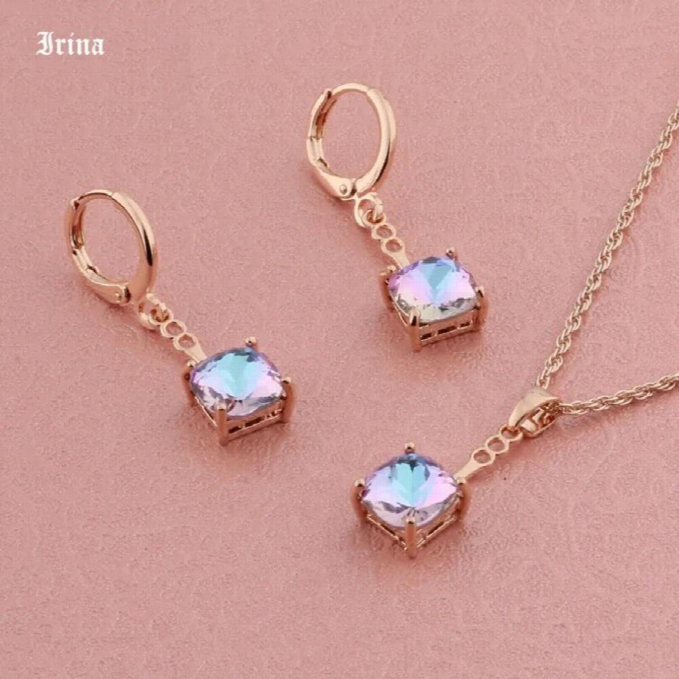 Earrings Sets 585 Rose Earrings Jewelry Set Earring-Pendant Jewelry Sets For Women Wedding Gift