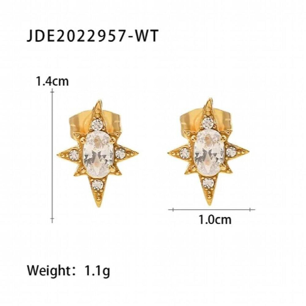 Youthway Oval Zircon Octagram Necklace Ear Stud Set For Women Jewelry Set