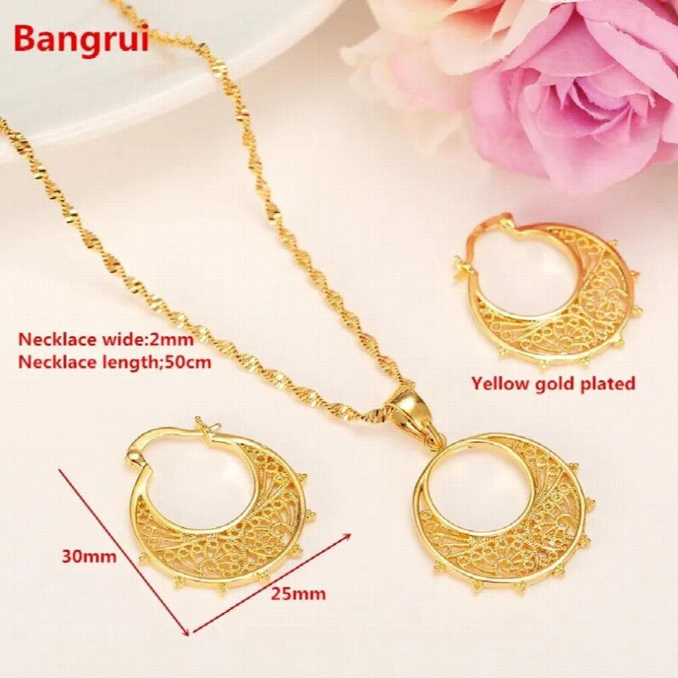 Bangrui Ethiopian-Algeria Jewelry Set Pendant -Chain-Earring-Jewelry Eritrea Habesha Party African