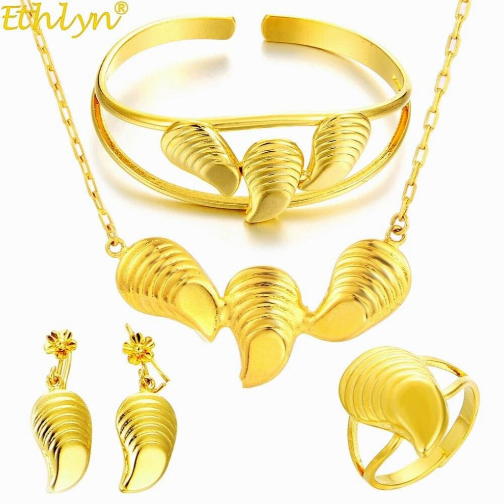 Arab Four-pcs Jewelry Set, Bangles -Earrings- Necklace-Ring Girls African Jewelry Sets S312