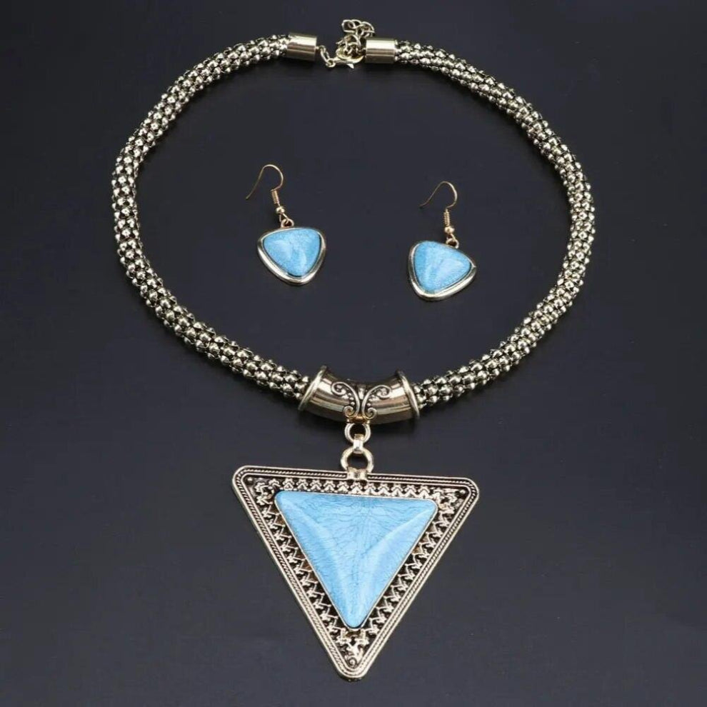 Vintage Palace Statement Necklaces Geometry Gem Necklaces&Pendants Earring Women Gift Party Jewelry Set