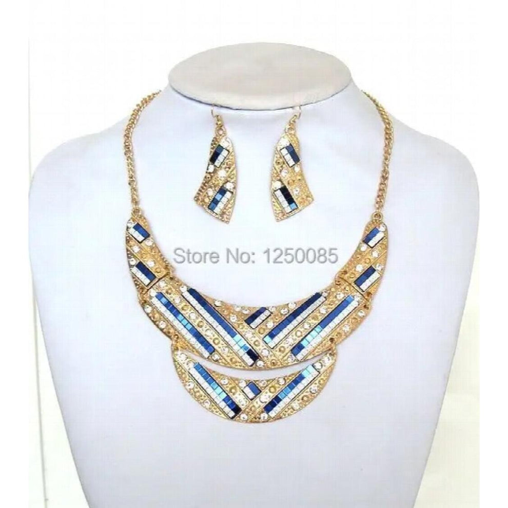 Women Necklace&Earrings Sets Vintage Style Crystal Rhinestone Collar Necklace Statement jewelry Set for Women