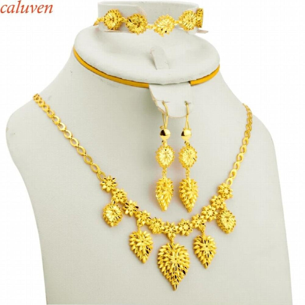 Ethiopian Jewelry Set African Wedding Gift Arab Bride Dowry Necklace-Bracelet-Earrings Sets for Women Dubai
