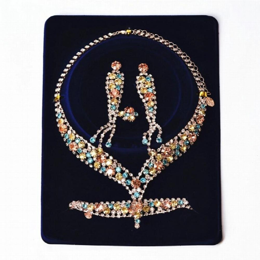 Crystal Necklace Set Rhinestone Jewelry Ladies Necklace-Earrings-Ring-Bracelet Accessories HN3310