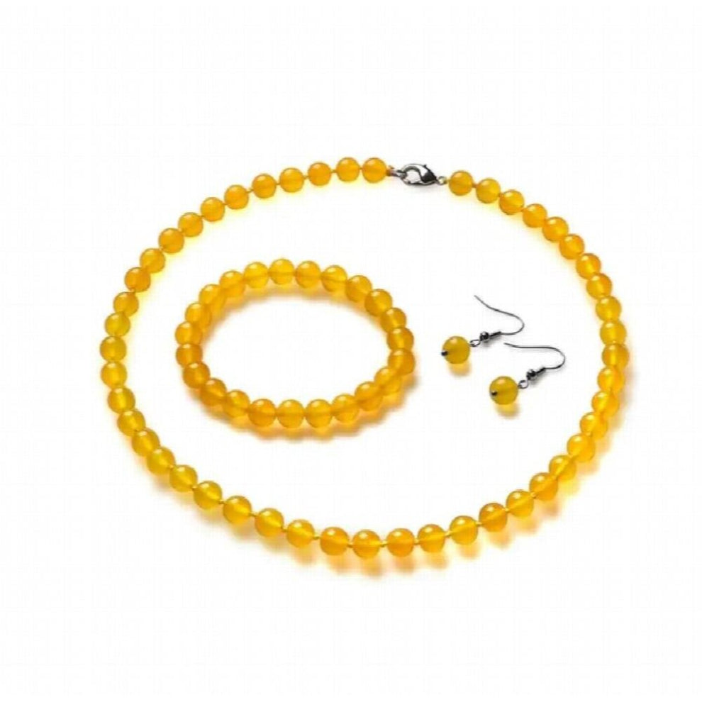 8mm Translucent Colorful Jades Jewelry Set Natural Gem Stone Wedding Bridal Jewelry Set For Women Bracelet-Earrings-Necklace Set