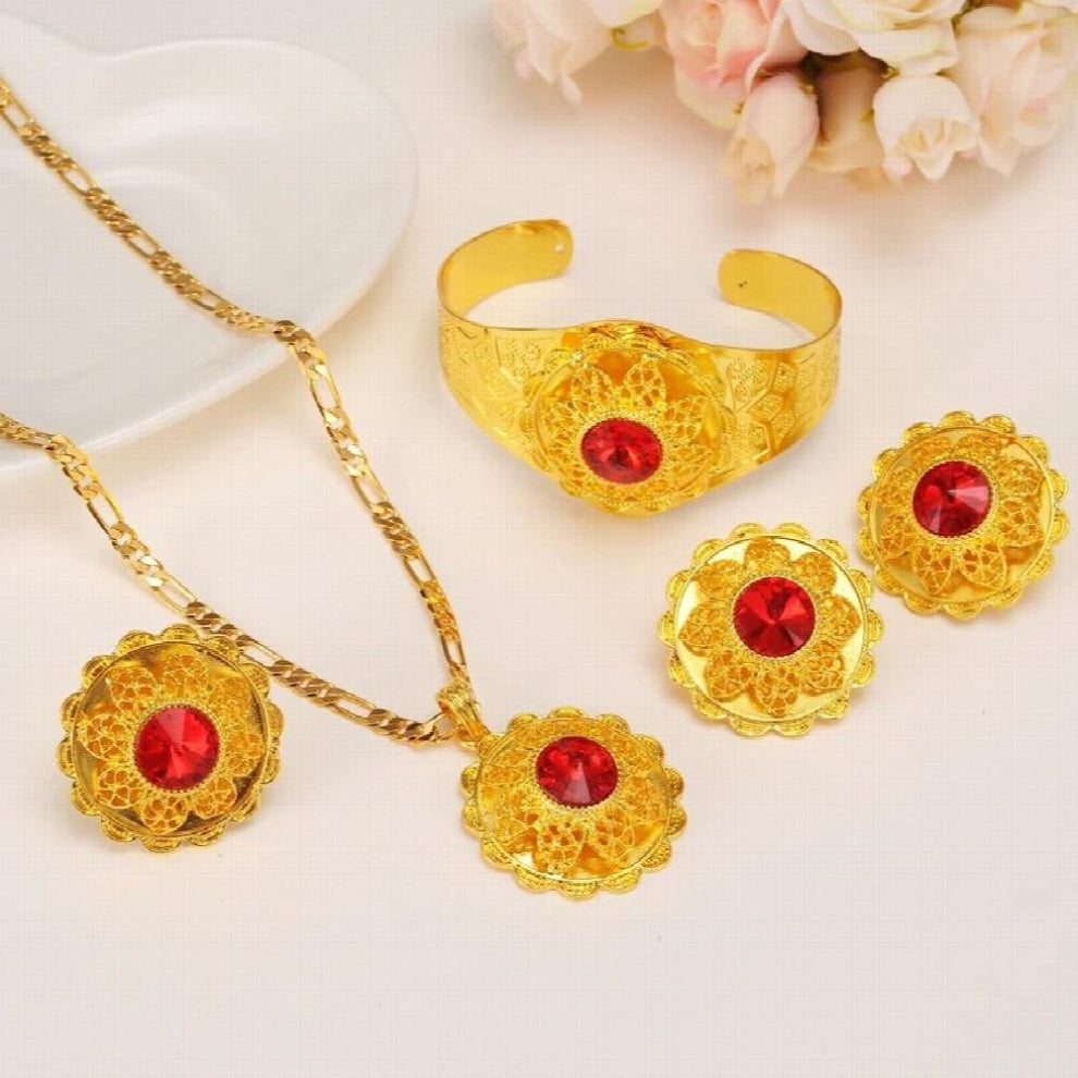 Ethiopian Jewelry crystal Sets Necklaces-Clip Earrings-Ring-Bangle Africa Bride Wedding Habesha Eritrea Gift