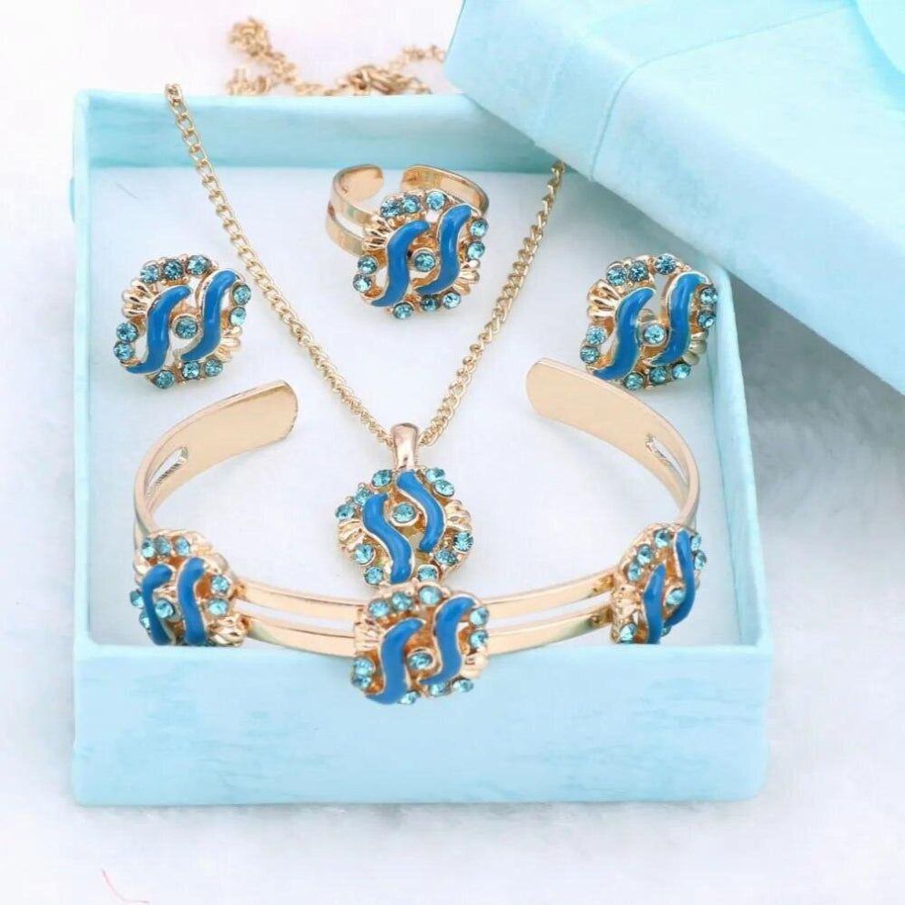 Childrens Jewelry Sets-Lovely Necklace-Bracelet- Rings-Earrings For Kids Girls Jewelry Set+Gift Boxes 4Color