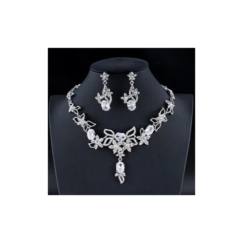 Wedding Jewelry Set Necklace Earring Set Zircon Inlaid Accessories for Women Dresses