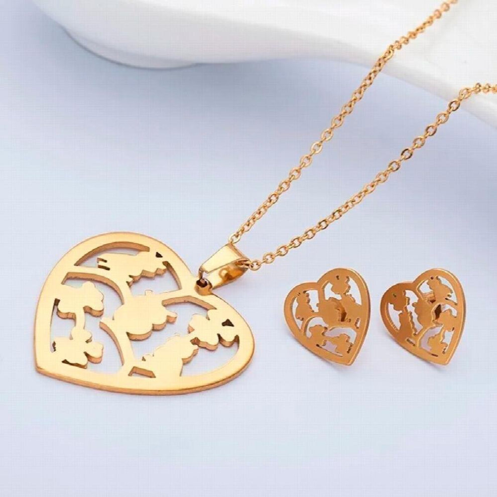 R&X African Beads Romantic Necklace-earrings For Woman Bridesmaid Sieraden Sets Dubai Stainless Steel Jewelry Sets Party