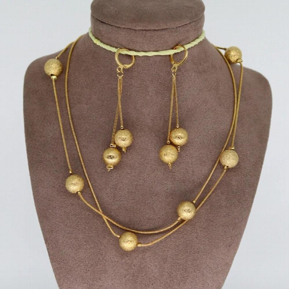 Ethiopian Jewelry sets Rosary Jewelry sets Ball Bead Necklace-Earrings-80CM Necklace for Women Arab-Africa chain
