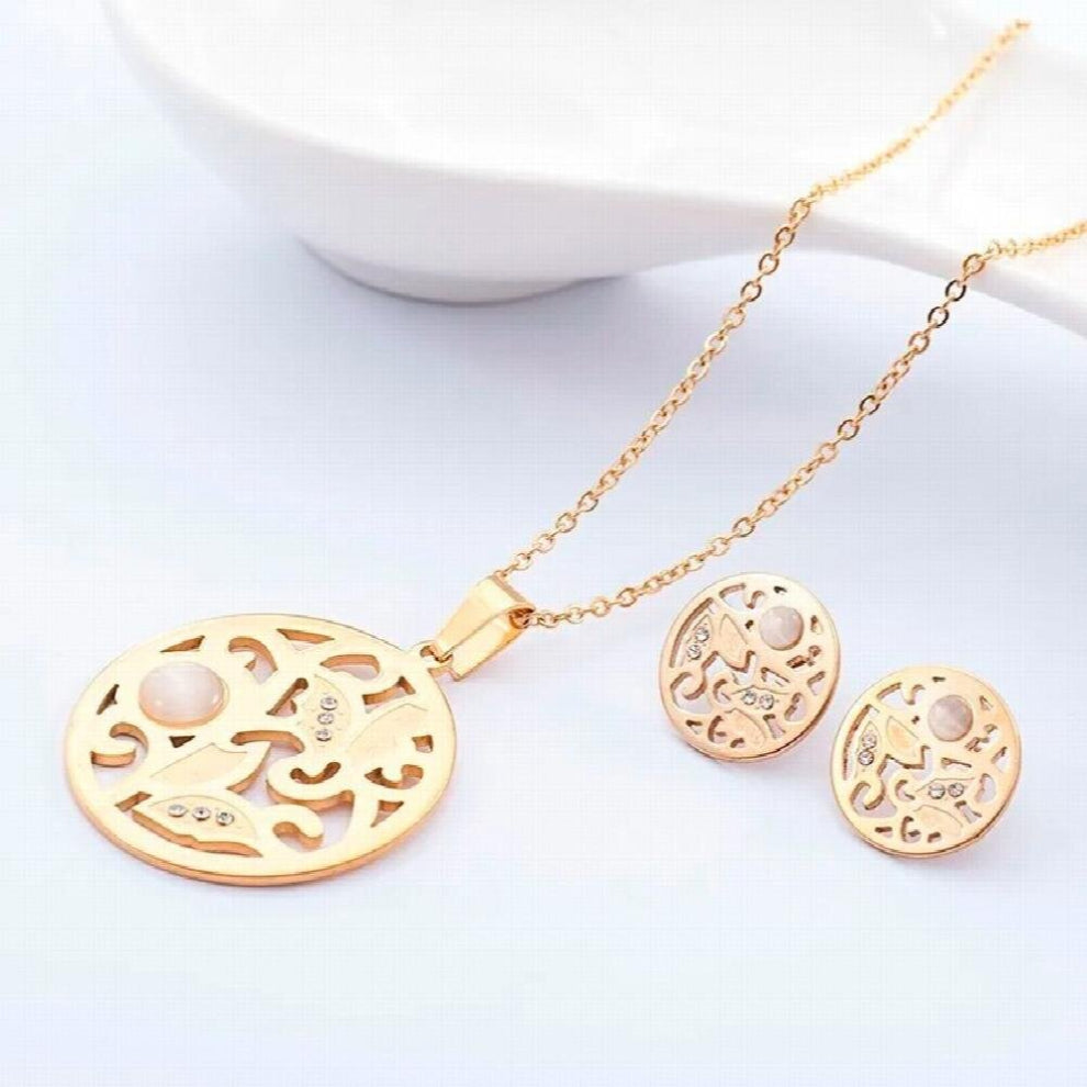 R&X Romantic Stainless Steel Jewelry Sets Dubai Party For Woman Bridesmaid African Beads Sieraden Sets Necklace-earrings