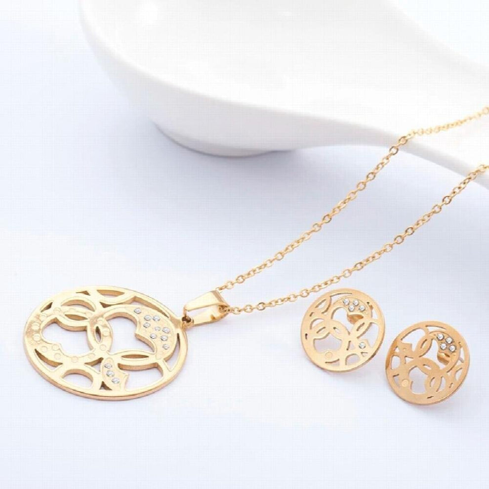 R&X Necklace-earrings Jewelry Sets Dubai Romantic Stainless Steel African Party Beads Sieraden Sets For Woman Bridesmaid