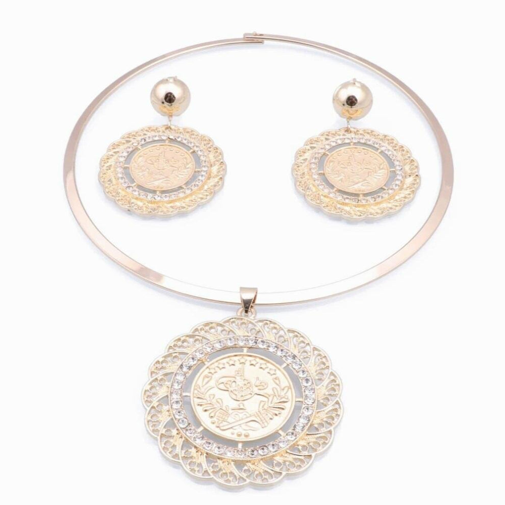 Europe Crystal Pendant Necklace Earrings Set Hot sell Womens Chokers Necklaces