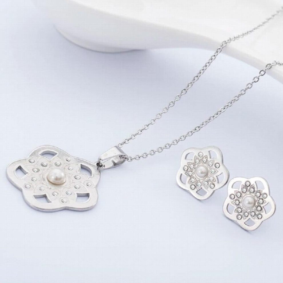 R&X Sieraden Sets Necklace-earrings Romantic Stainless Steel Jewelry Sets Dubai Party For Woman Bridesmaid African Beads