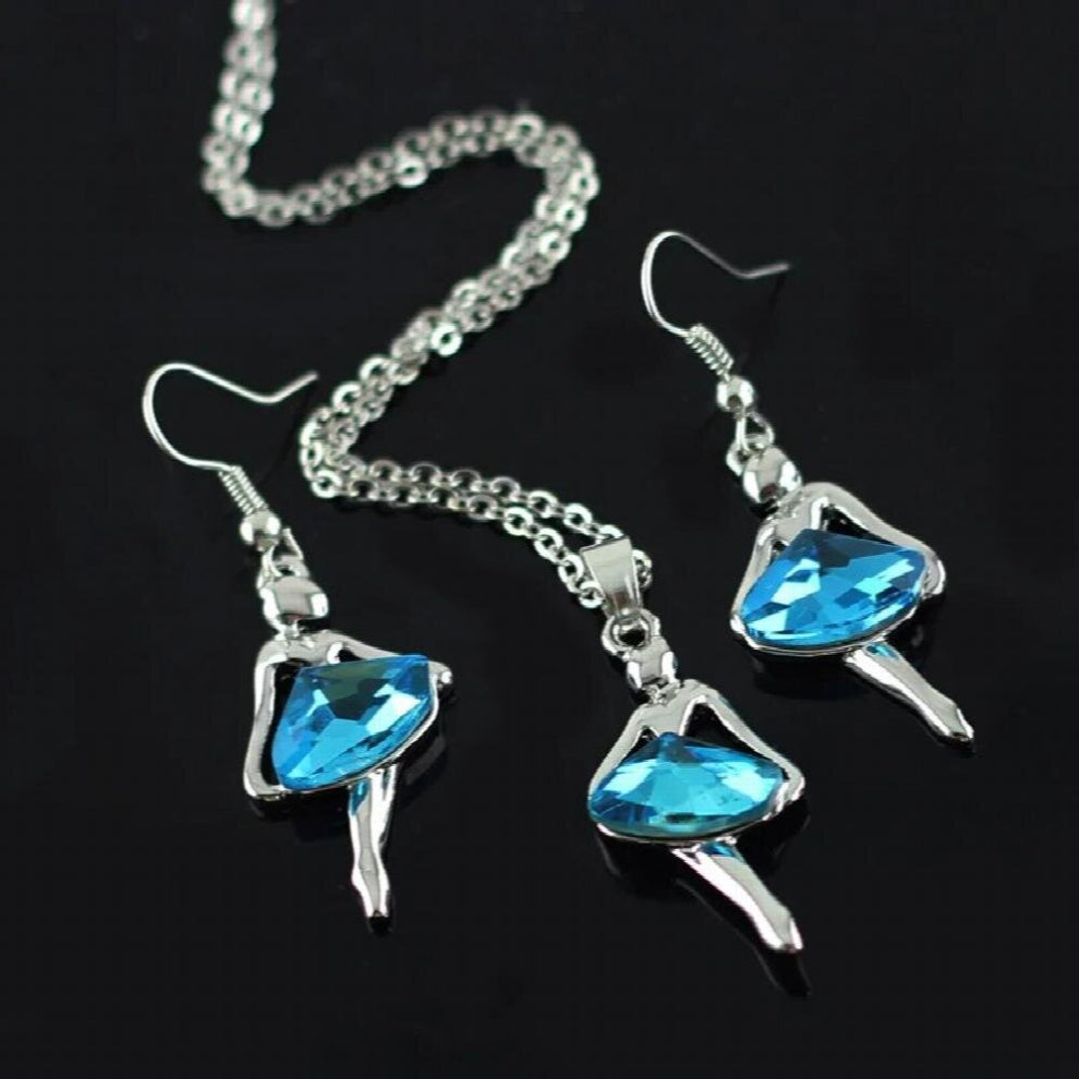 Hotselling Balet Girl Crystal Pendant Necklace+Earrings Jewelry sets 017