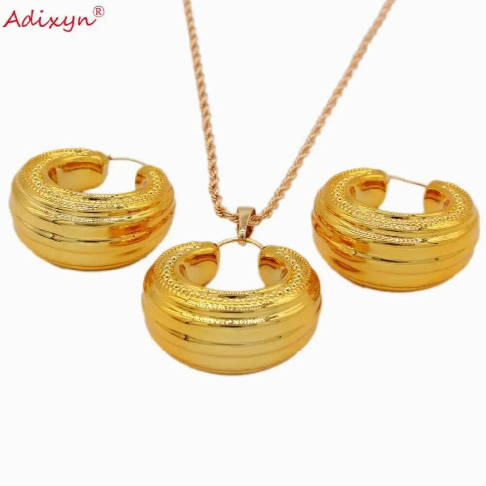 Round Earrings-Pendant-Necklace Jewelry Set For Women N031913a