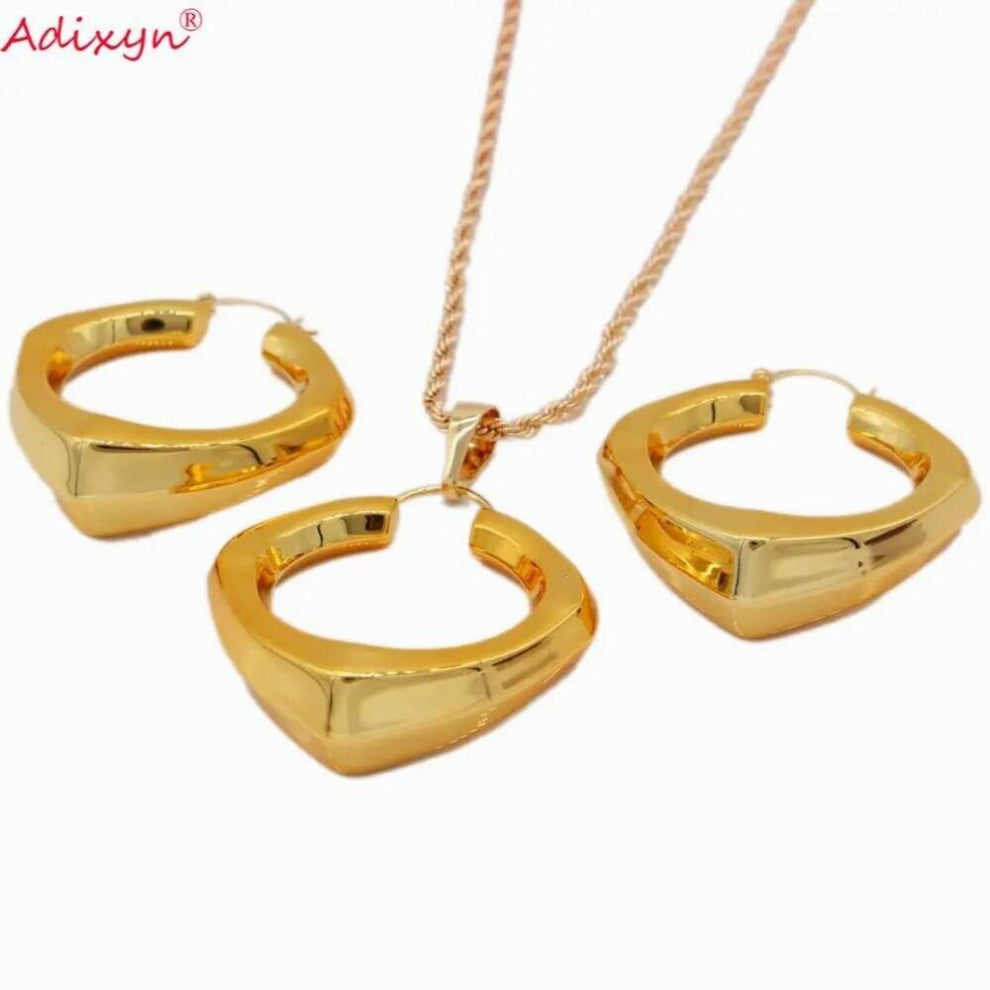 Ethnic Rose Earrings-Pendant-Necklace Romantic Jewelry Set Mothers N03199