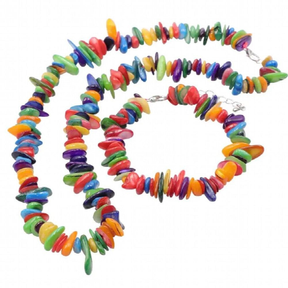 Vintage Natural Rainbow Shell Chokers Necklaces Bracelet Irregular Gravel Chips Beads Womens Set Jewelry Y1083
