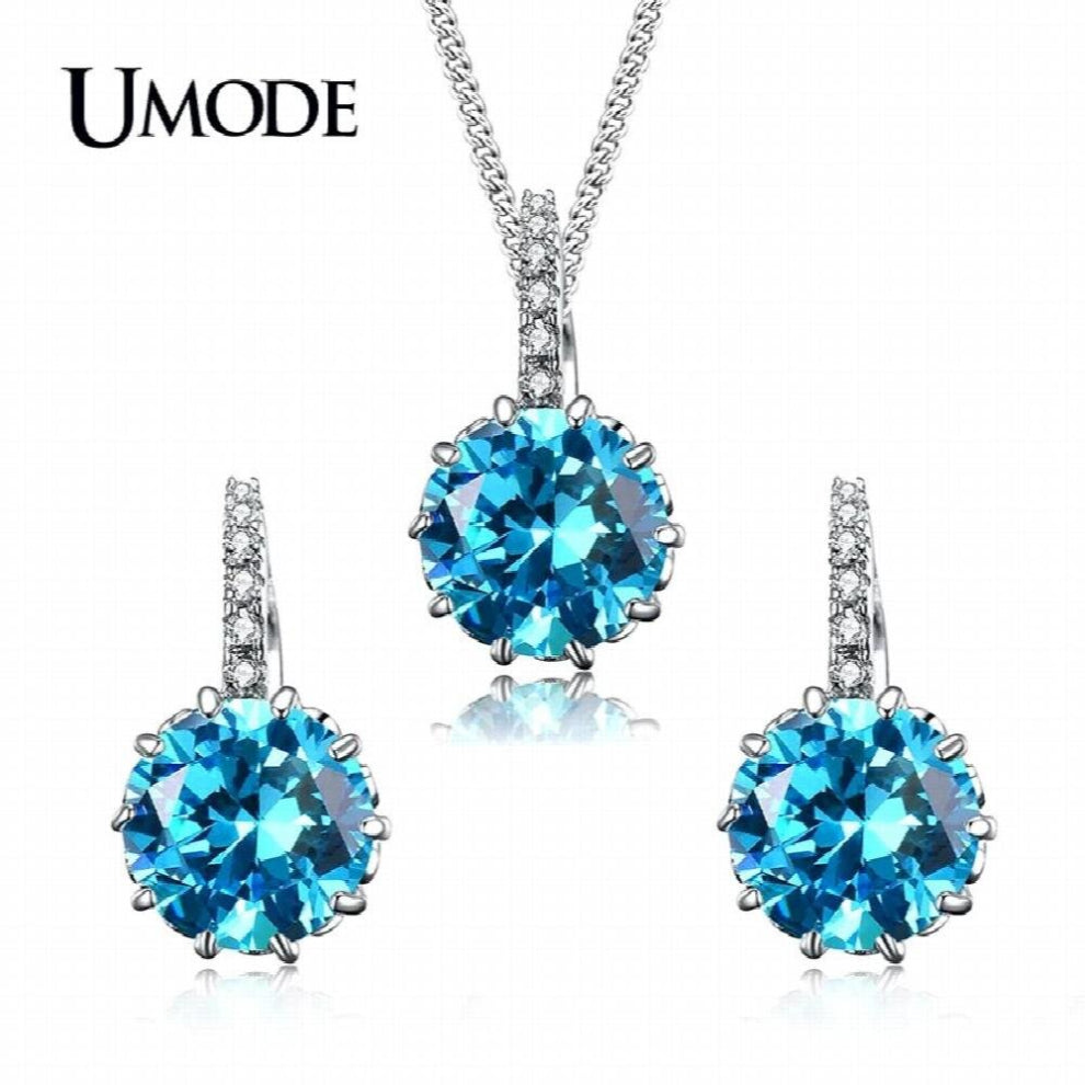 Top Round CZ Necklace-Earrings Wedding Jewelry Sets for Women Crystal Jewelry Sets US0037