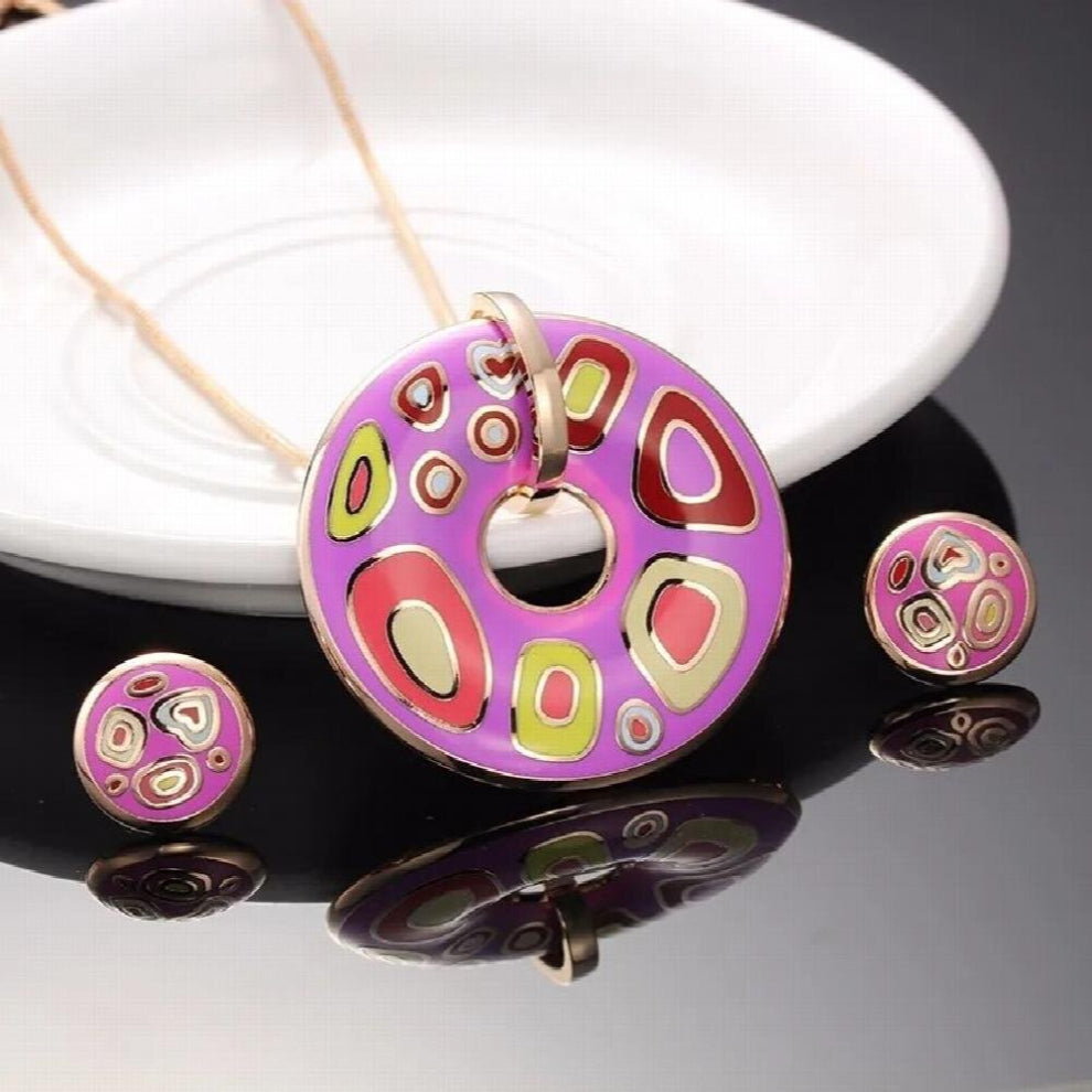 R&X Gift CollierFashion Joyas Women Enamel Dubai Bridal Jewelry Mariage Set Anniversary Shinning Party Necklace-earrings