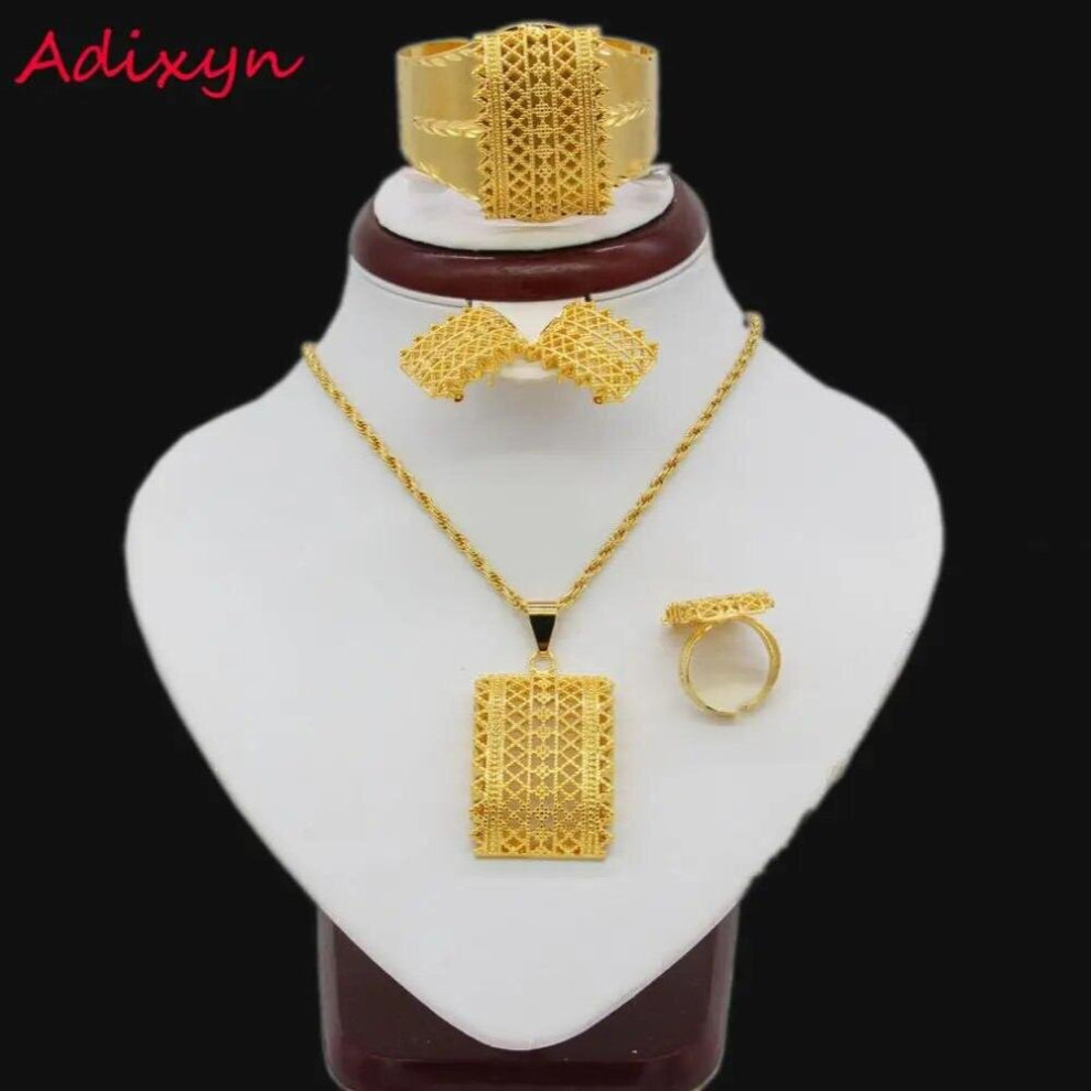Ethiopian Bridal Jewelry set Necklace-Earrings-Pendant-Ring-Bangle African-Dubai-Ethiopia-Nigeria-Arabic Women