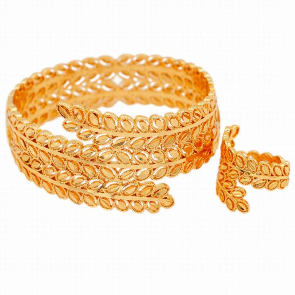 Arrival Color-Copper Bracelet&Ring Jewelry Set for Women Girls Party Charm Jewelry African Arab Wedding Bangle