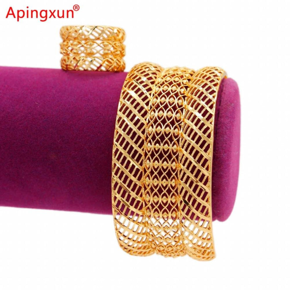 Color-Copper Cuff Bracelets&Ring Set French Adjustable Bangle for Women Men Girl Jewelry